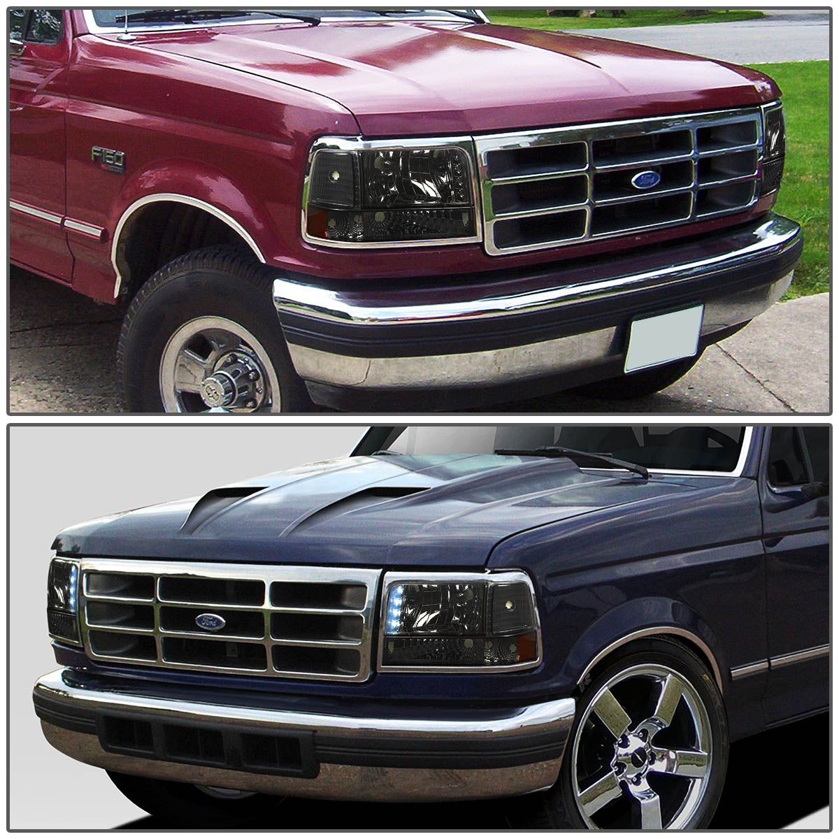 LED DRL Headlights <br>92-96 Ford F-150 F-250 F-350 Bronco