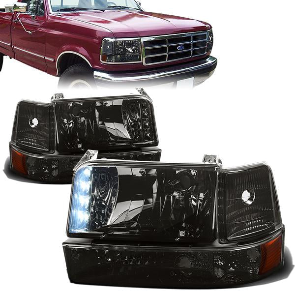 LED DRL Headlights <br>92-96 Ford F-150 F-250 F-350 Bronco