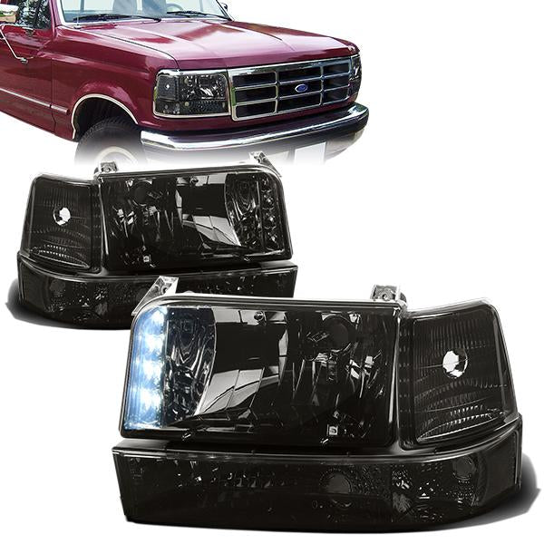 LED DRL Headlights <br>92-96 Ford F-150 F-250 F-350 Bronco