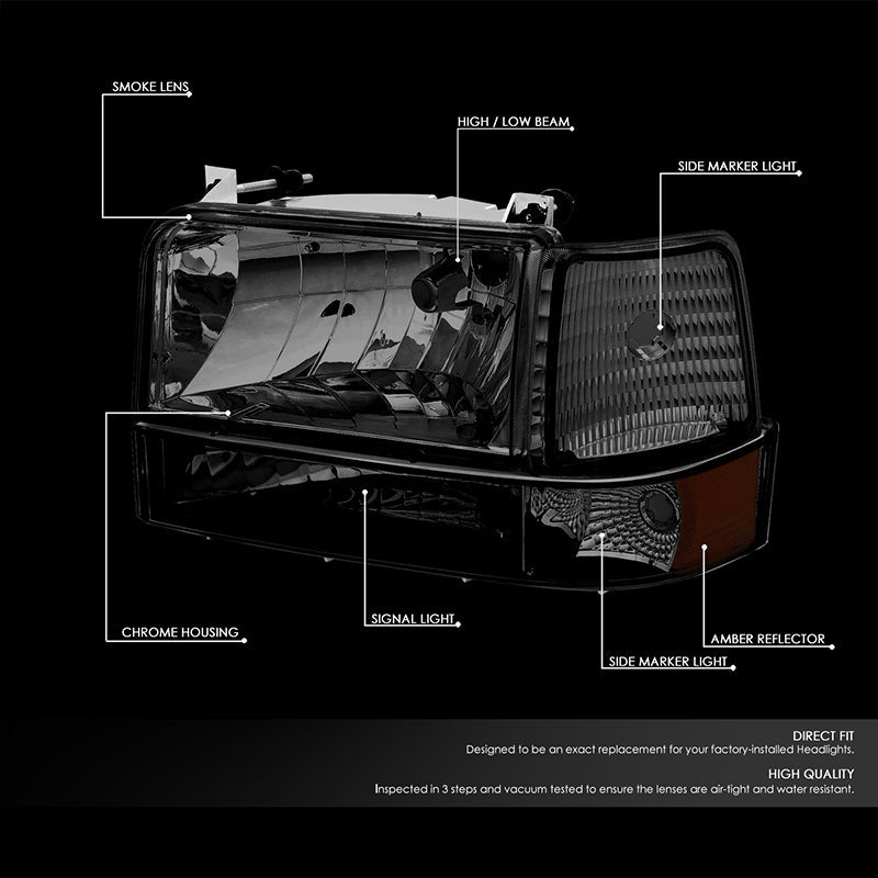 Factory Style Headlights <br>92-96 Ford F-150 F-250 F-350 Bronco