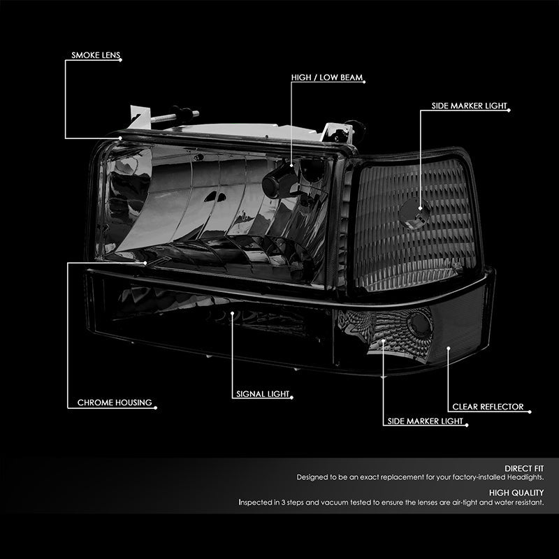 Factory Style Headlights <br>92-96 Ford F-150 F-250 F-350 Bronco