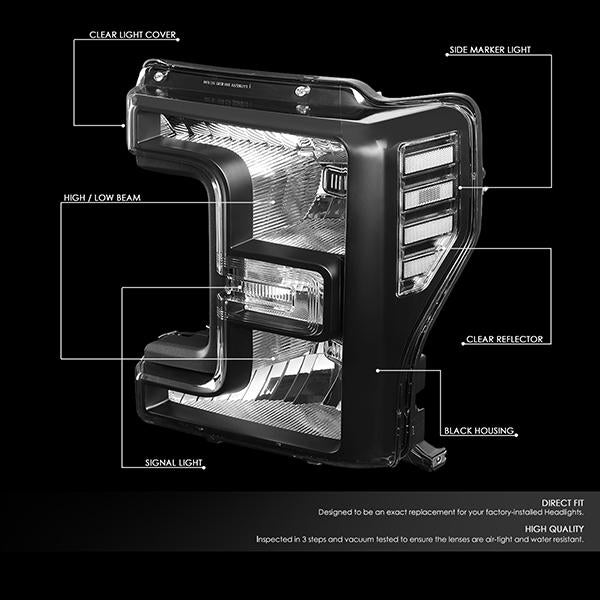 Factory Style Headlights <br>17-19 Ford F-250 F-350 F-450 F-550 Super Duty