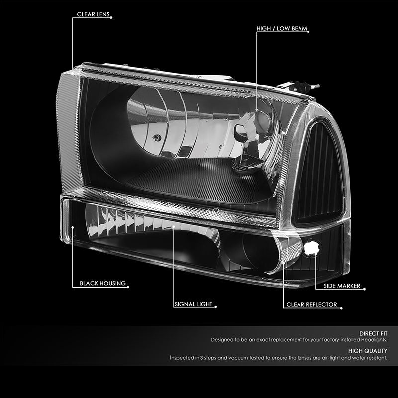 Factory Style Headlights <br>00-04 Ford Excursion, 99-04 Ford F-250 - F-550 Super Duty