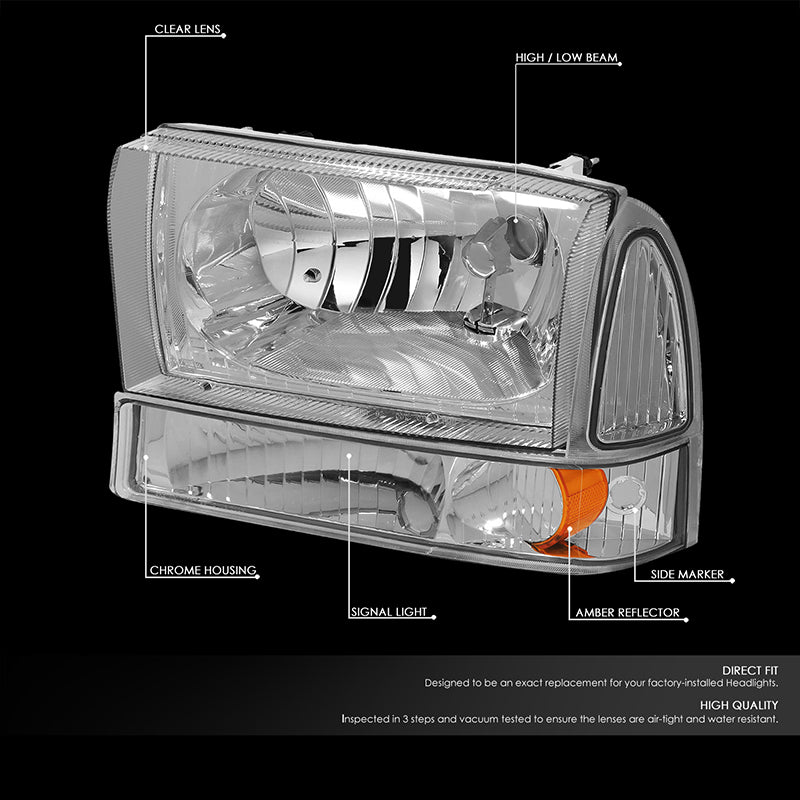 Factory Style Headlights <br>00-04 Ford Excursion, 99-04 Ford F-250 - F-550 Super Duty