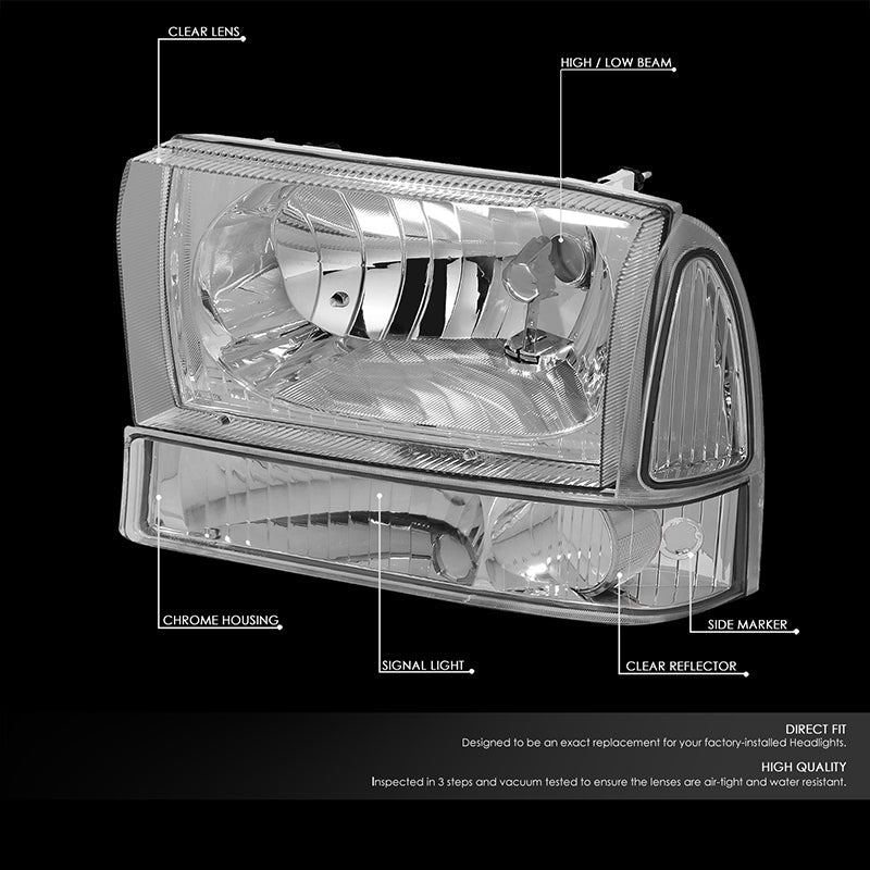 Factory Style Headlights <br>00-04 Ford Excursion, 99-04 Ford F-250 - F-550 Super Duty