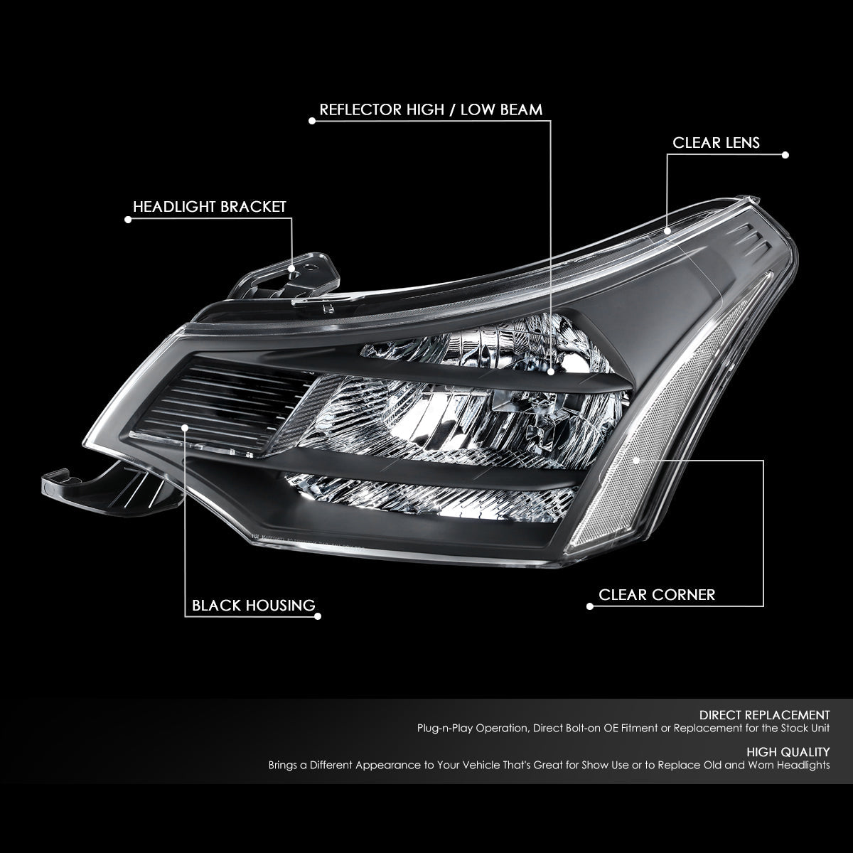 Factory Style Headlights <br>08-11 Ford Focus