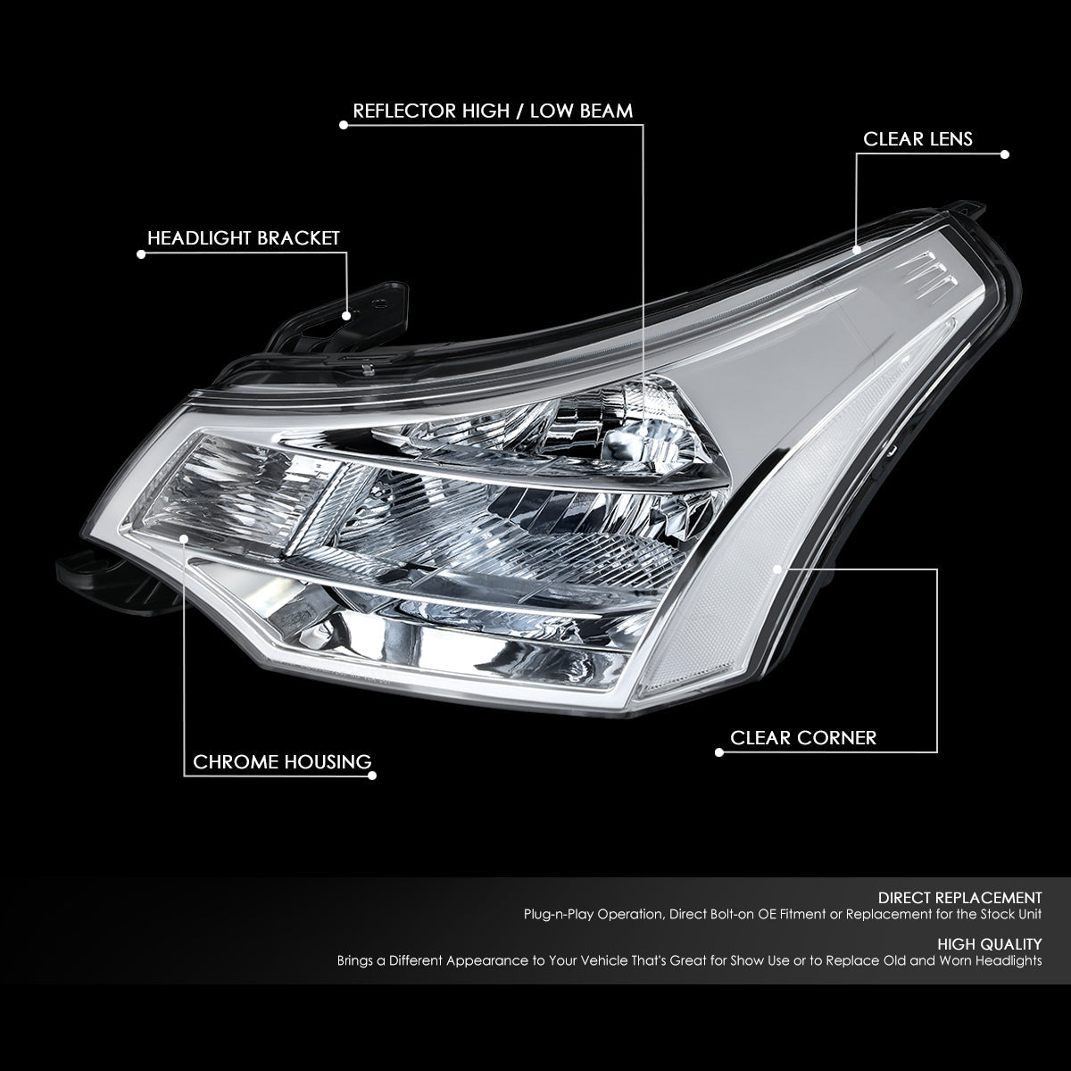 Factory Style Headlights <br>08-11 Ford Focus