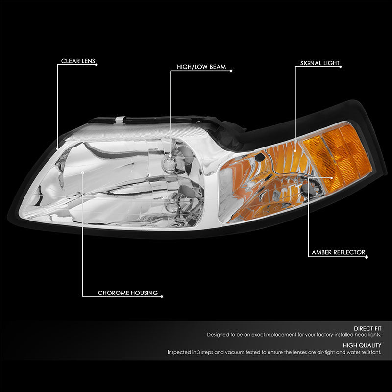 Factory Style Headlights <br>99-14 Ford Mustang