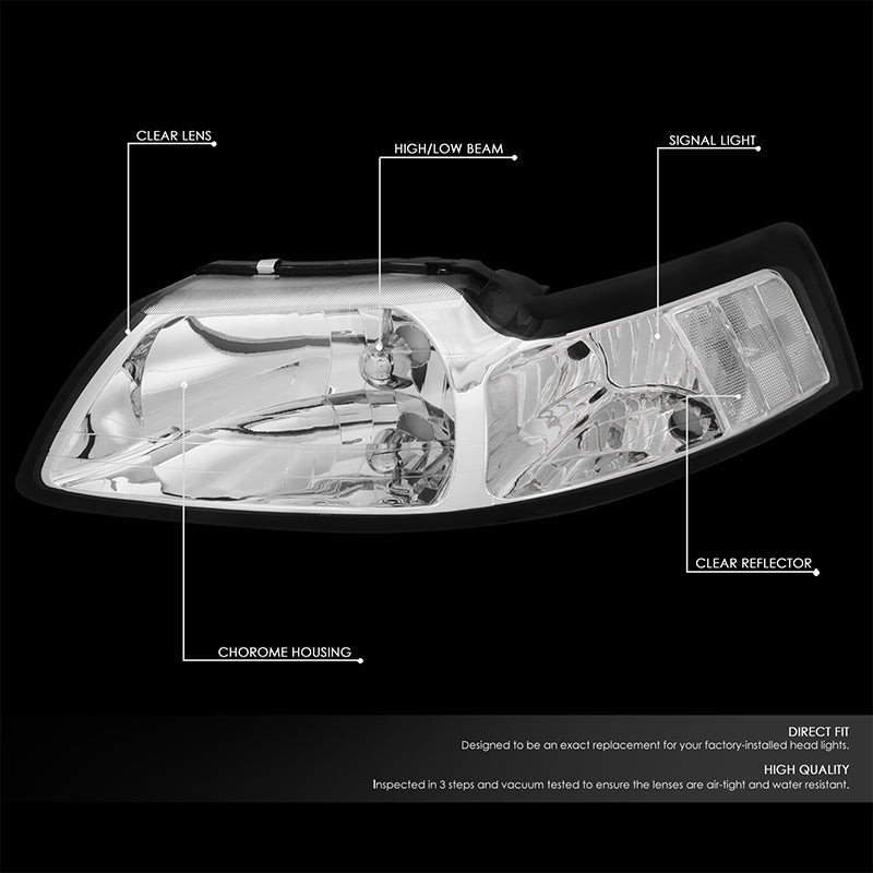 Factory Style Headlights <br>99-14 Ford Mustang