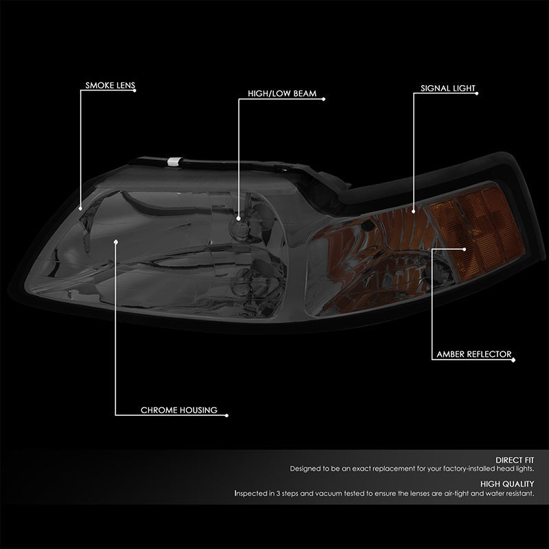 Factory Style Headlights <br>99-14 Ford Mustang