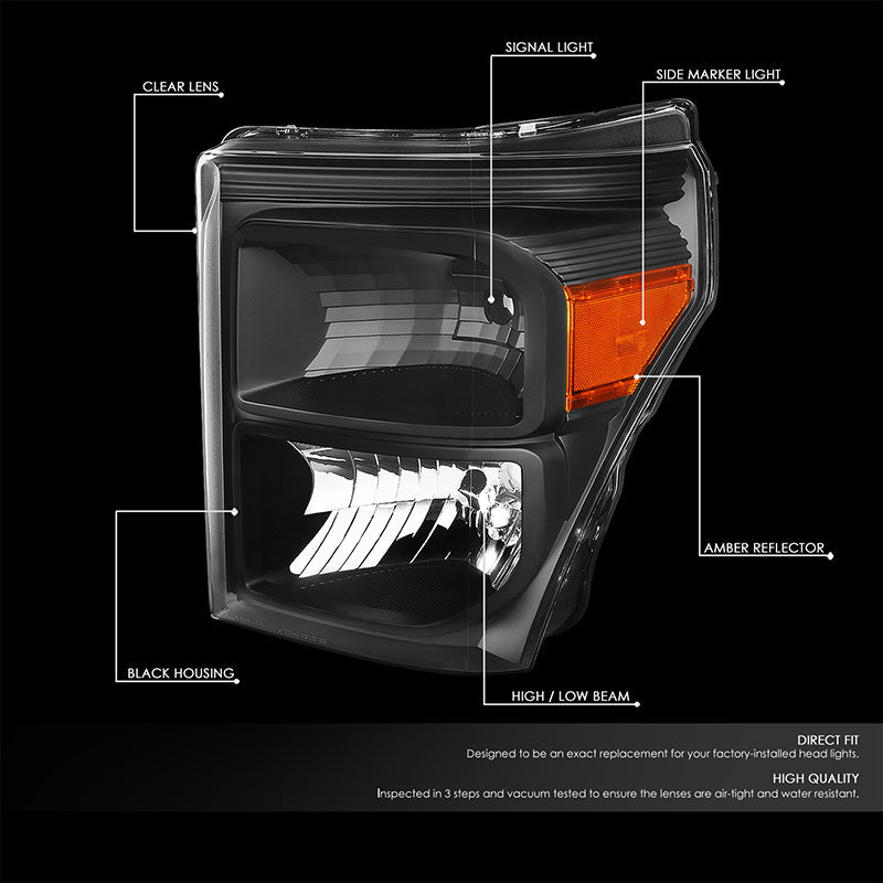 Factory Style Headlights <br>11-15 Ford F250 F350 F450 F550 Super Duty