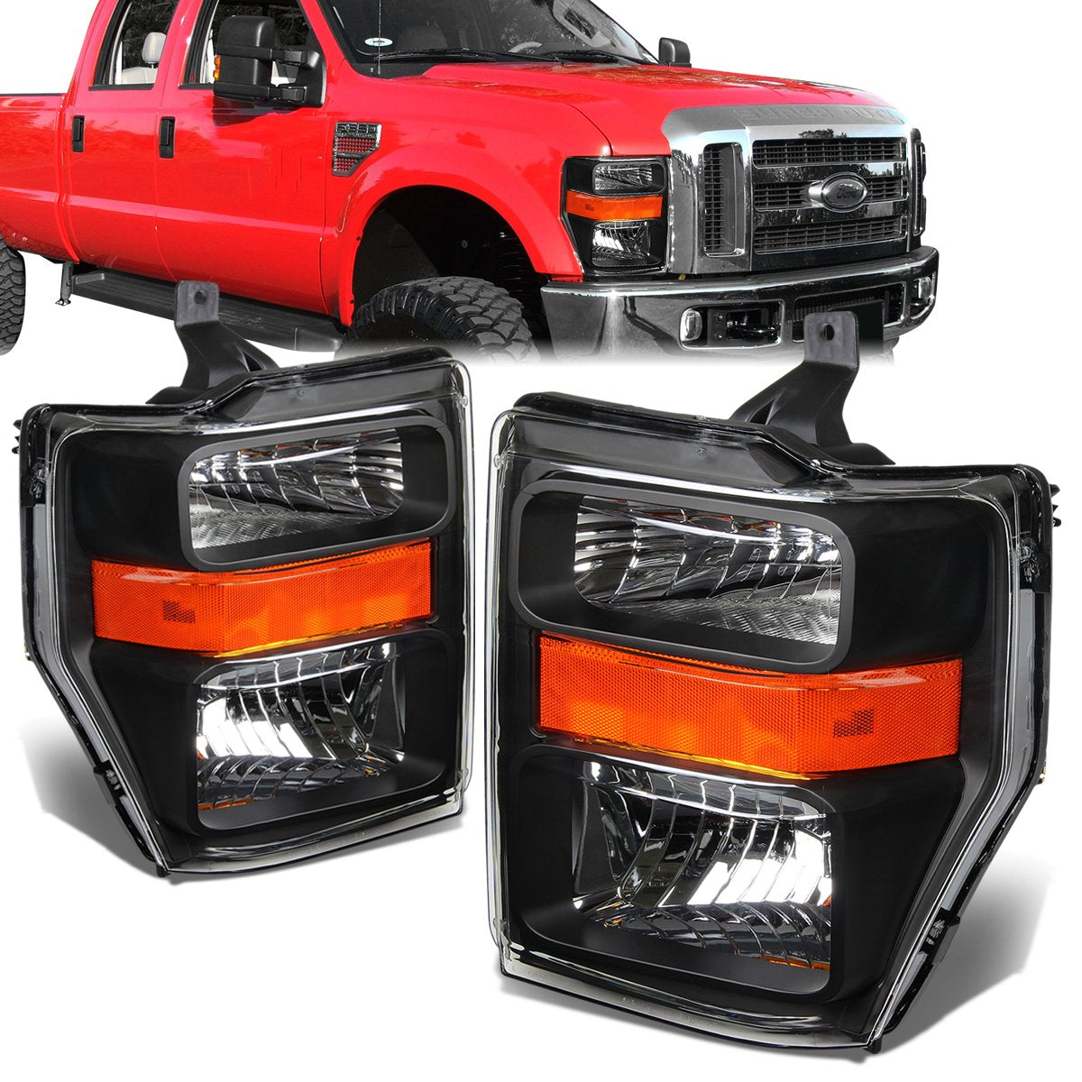 Factory Style Headlights <br>08-10 Ford F250 F350 F450 F550 Super Duty