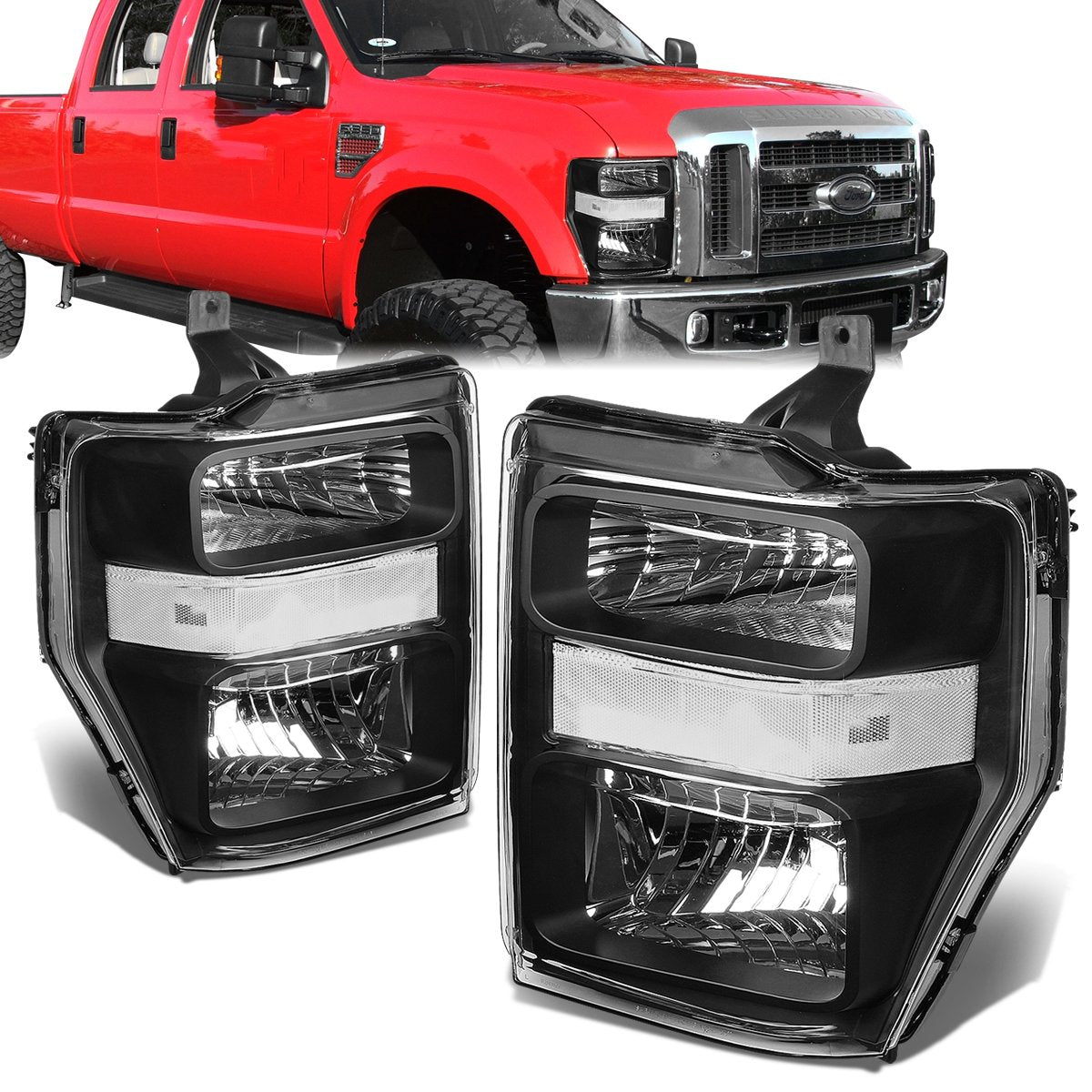 Factory Style Headlights <br>08-10 Ford F250 F350 F450 F550 Super Duty