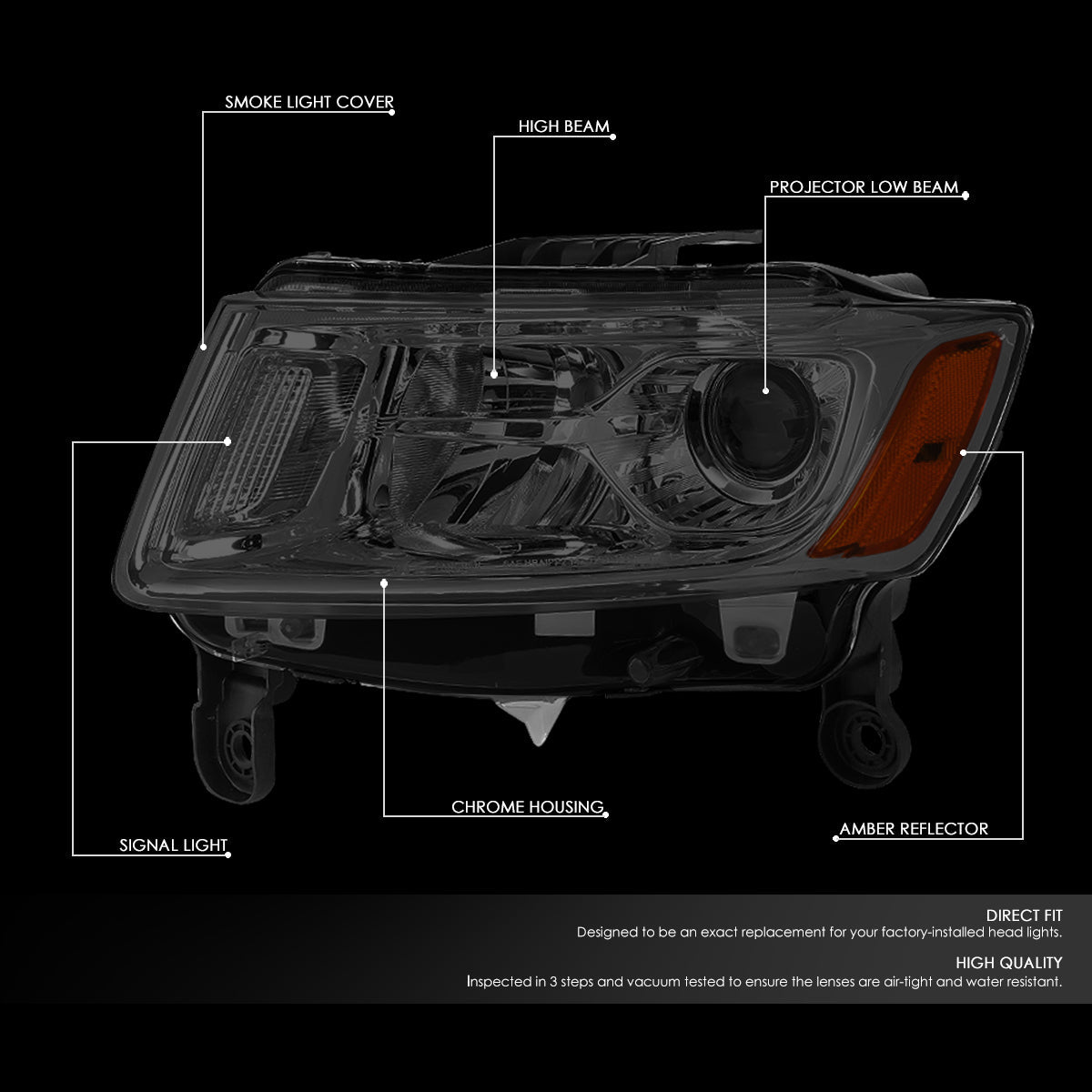 Factory Style Projector Headlights <br>14-16 Jeep Grand Cherokee Pre Facelift