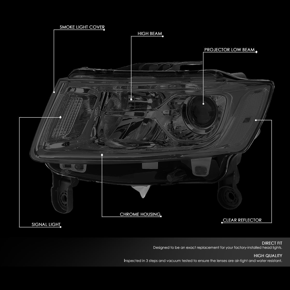 Factory Style Projector Headlights <br>14-16 Jeep Grand Cherokee Pre Facelift