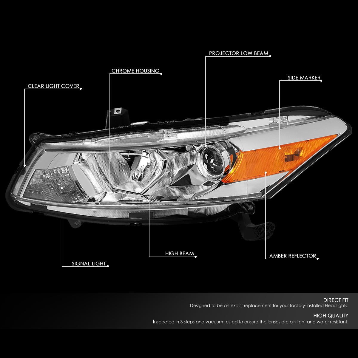 Factory Style Projector Headlights <br>08-12 Honda Accord Coupe