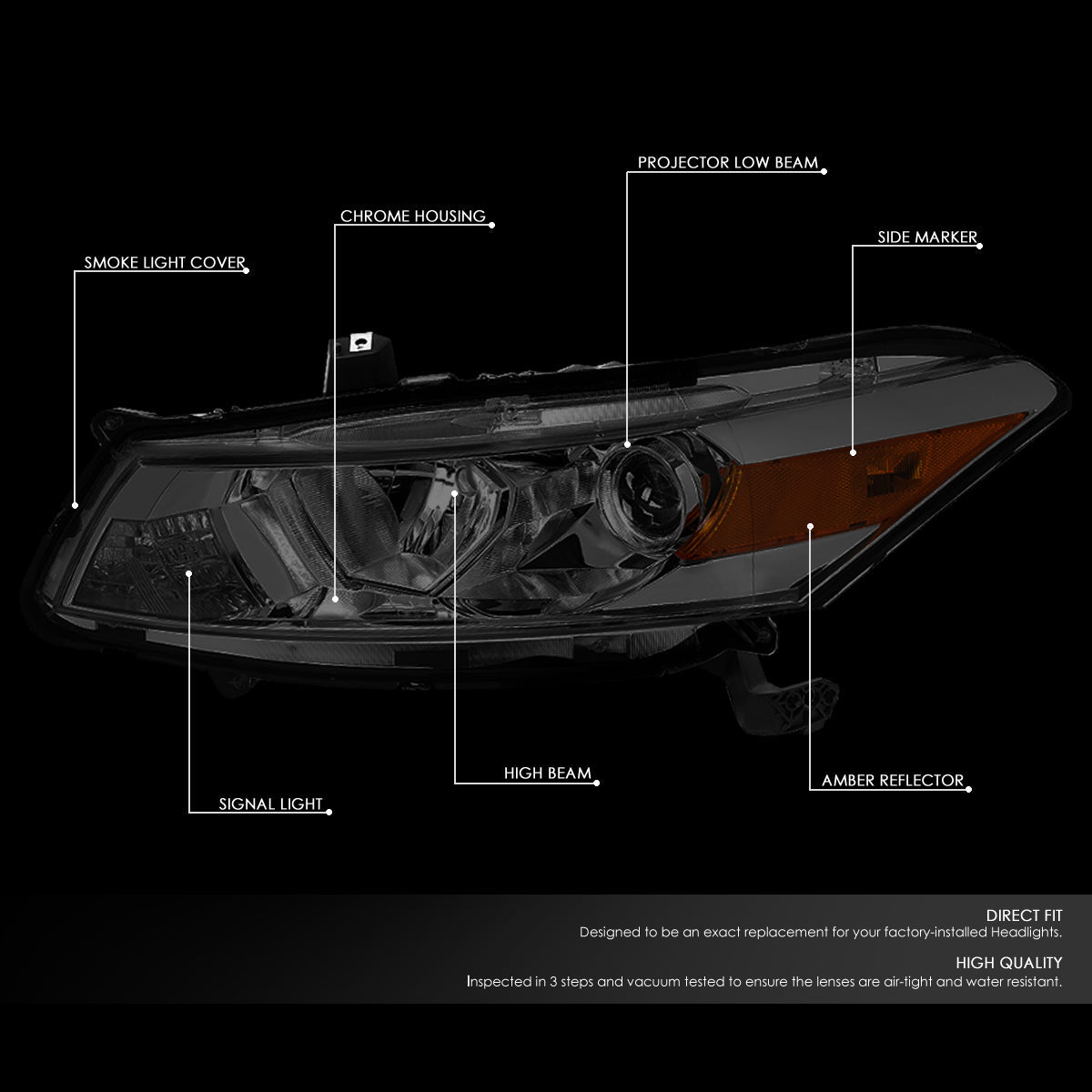 Factory Style Projector Headlights <br>08-12 Honda Accord Coupe