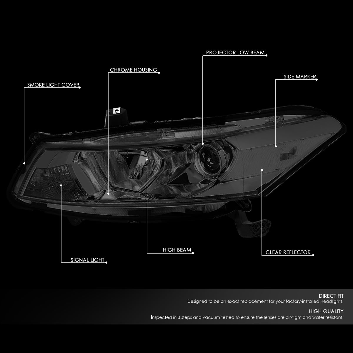 Factory Style Projector Headlights <br>08-12 Honda Accord Coupe