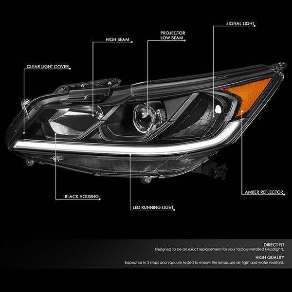 LED DRL Projector Headlights <br>16-17 Honda Accord