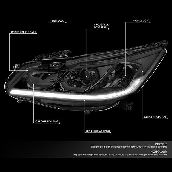 LED DRL Projector Headlights <br>16-17 Honda Accord