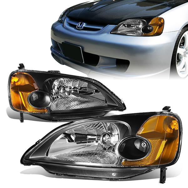 Factory Style Headlights <br>01-03 Honda Civic Sedan/ Coupe