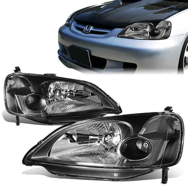 Factory Style Headlights <br>01-03 Honda Civic Sedan/ Coupe