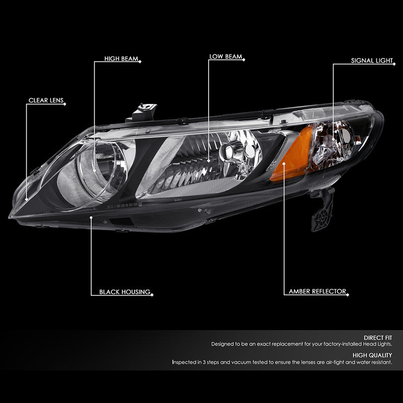 Factory Style Headlights <br>06-11 Honda Civic