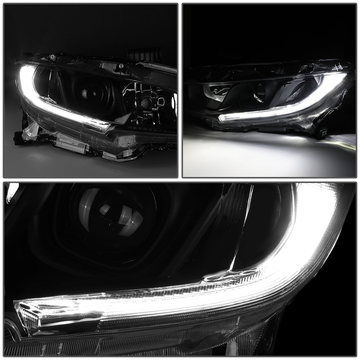 LED DRL Projector Headlights <br>16-18 Honda Civic