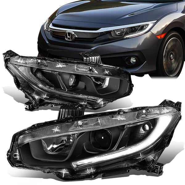 LED DRL Projector Headlights <br>16-18 Honda Civic