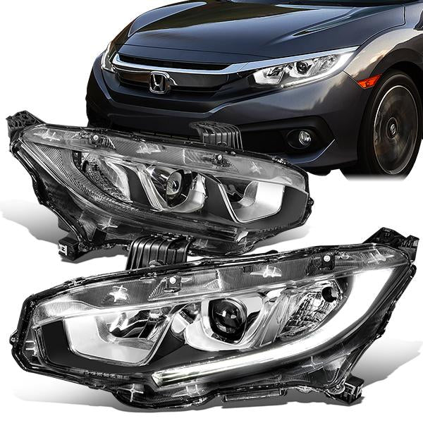 LED DRL Projector Headlights <br>16-18 Honda Civic