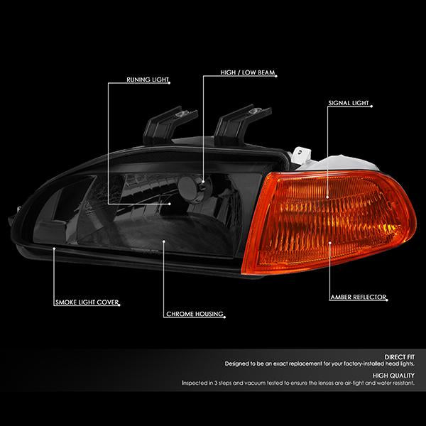 Factory Style Headlights <br>92-95 Honda Civic