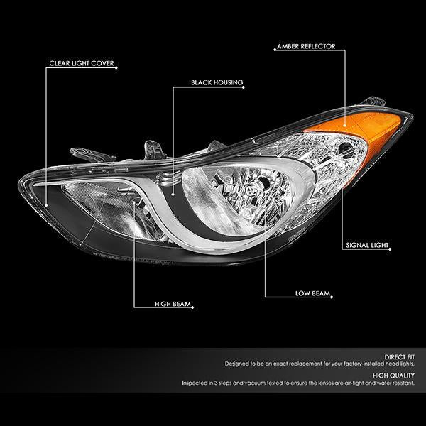 Factory Style Headlights <br>11-13 Hyundai Elantra Sedan,2013 Coupe/GT