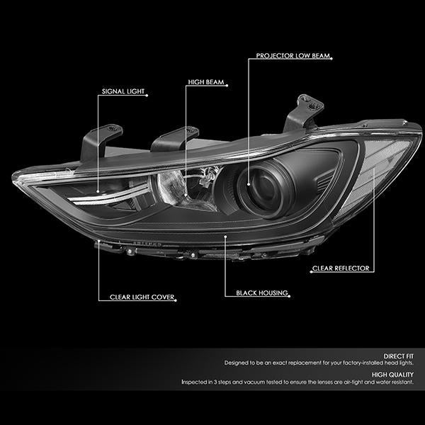 Factory Style Projector Headlights <br>17-18 Hyundai Elantra Sedan