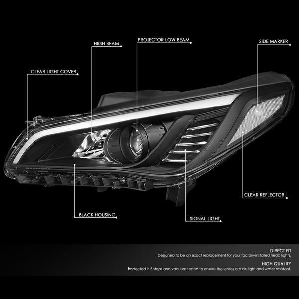 Factory Style Projector Headlights <br>15-17 Hyundai Sonata