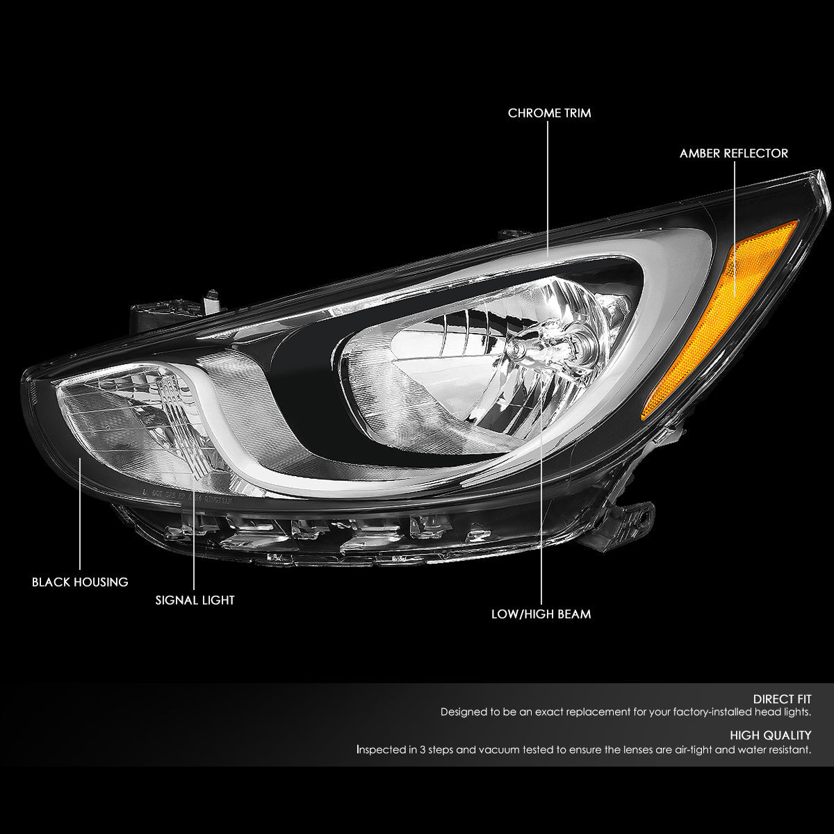 Factory Style Headlights <br>12-14 Hyundai Accent