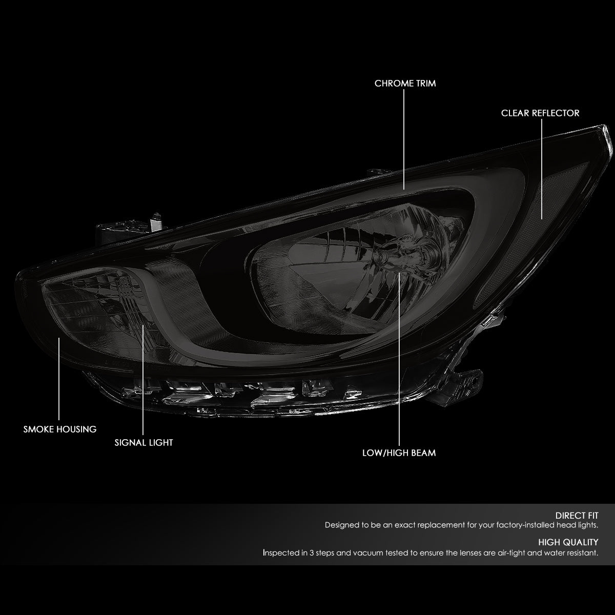 Factory Style Headlights <br>12-14 Hyundai Accent