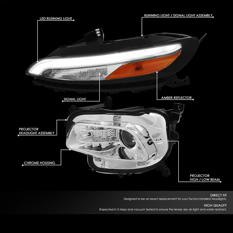 LED DRL Projector Headlights <br>14-18 Jeep Cherokee