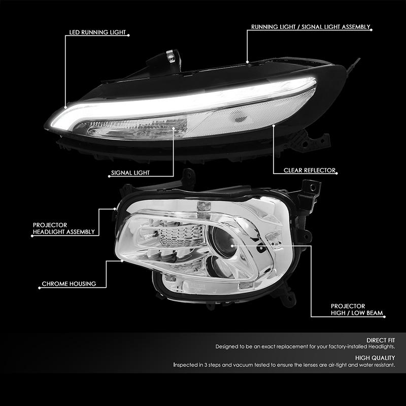 LED DRL Projector Headlights <br>14-18 Jeep Cherokee