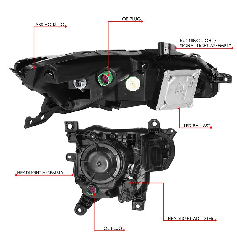 LED DRL Projector Headlights <br>14-18 Jeep Cherokee