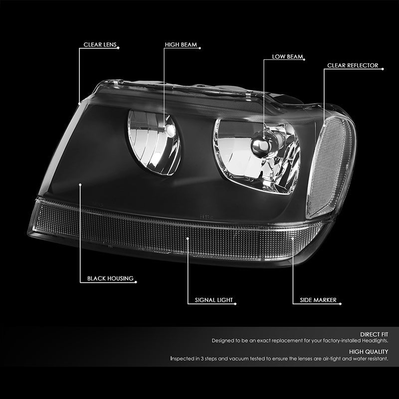 Factory Style Headlights <br>99-04 Jeep Grand Cherokee WJ