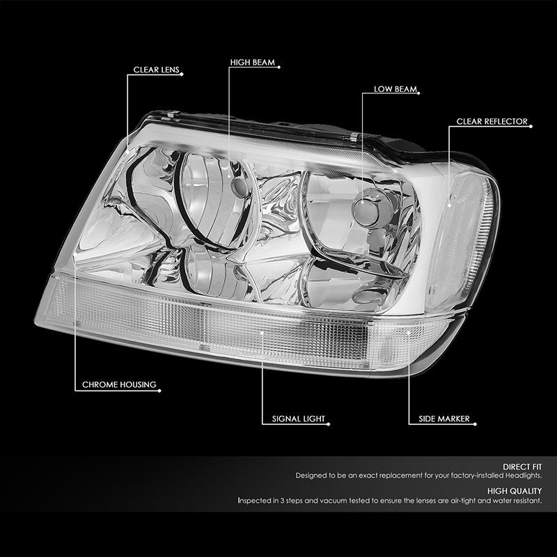 Factory Style Headlights <br>99-04 Jeep Grand Cherokee WJ