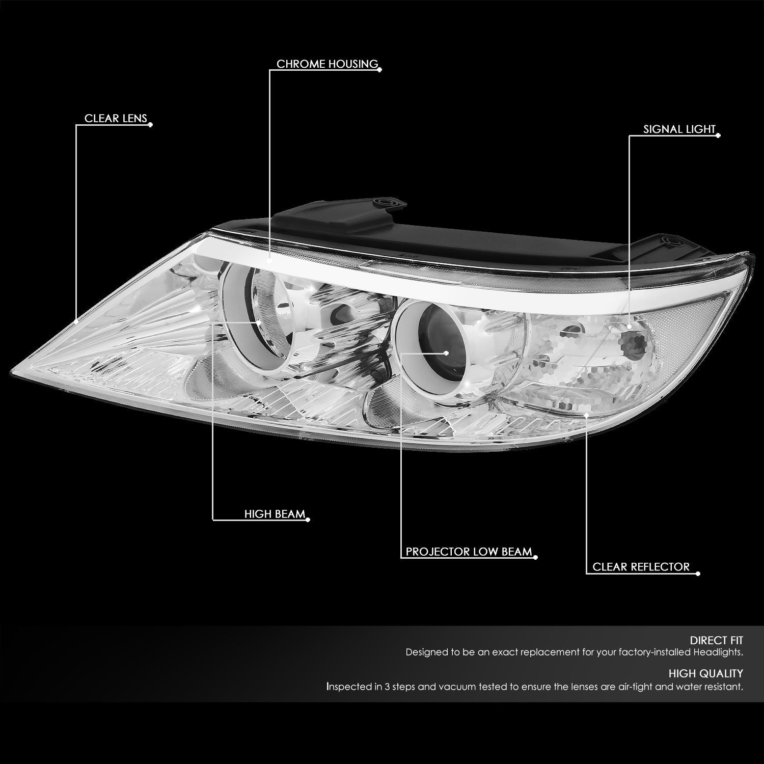 Factory Style Projector Headlights <br>11-13 Kia Sorento