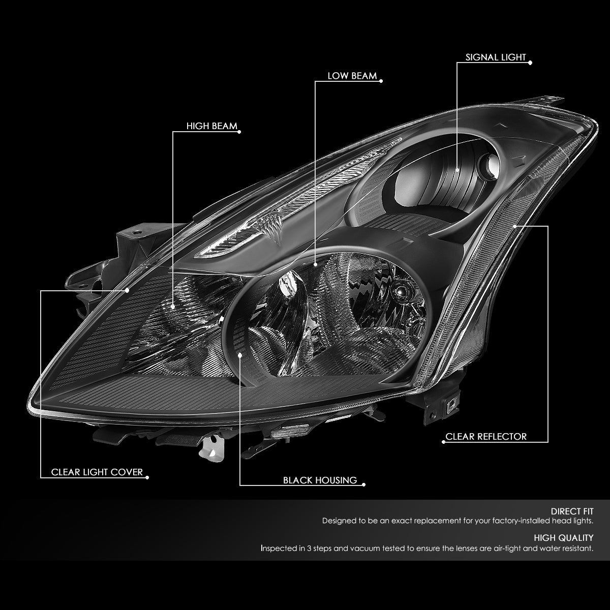 Factory Style Headlights <br>10-12 Nissan Altima Sedan