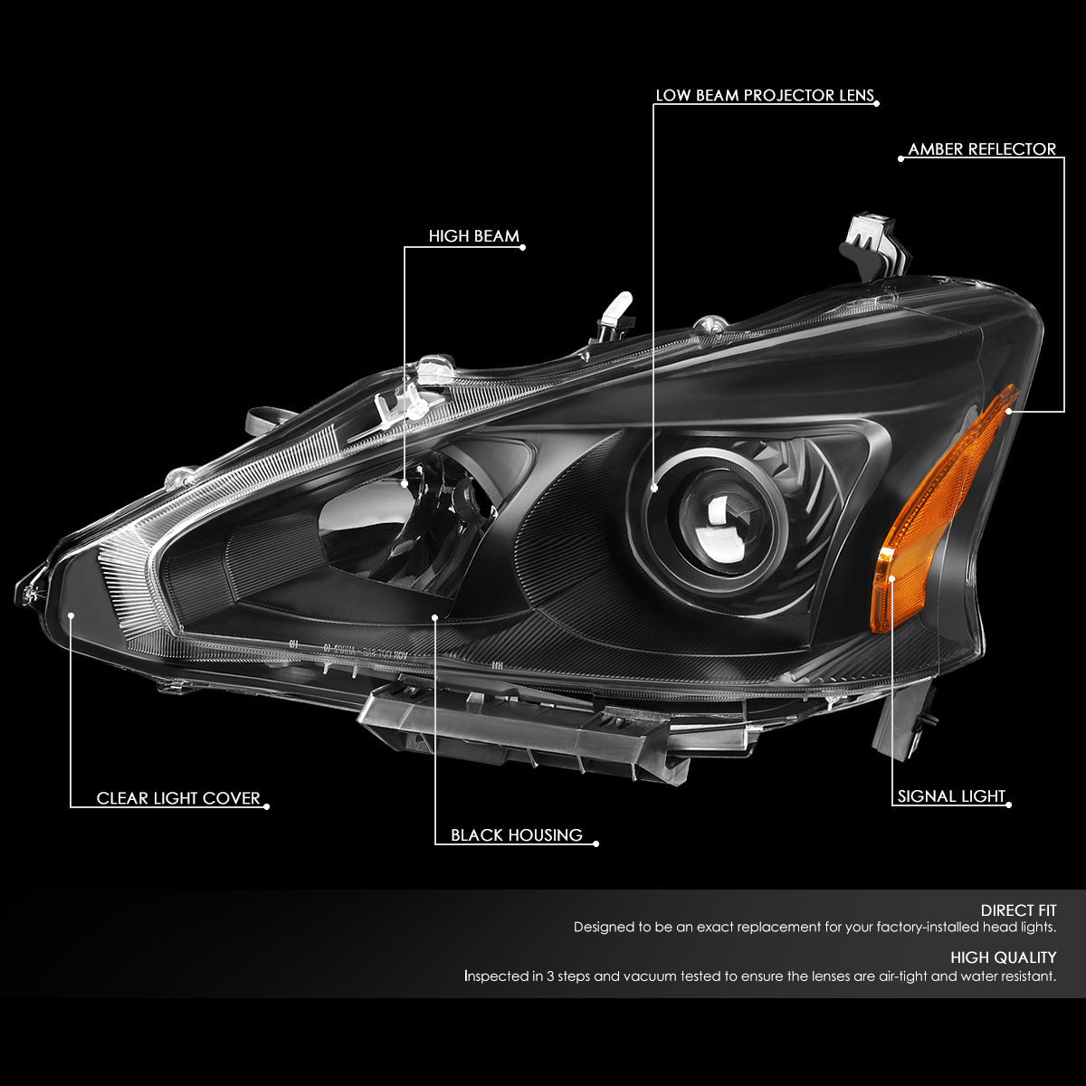 Factory Style Projector Headlights <br>13-15 Nissan Altima Sedan