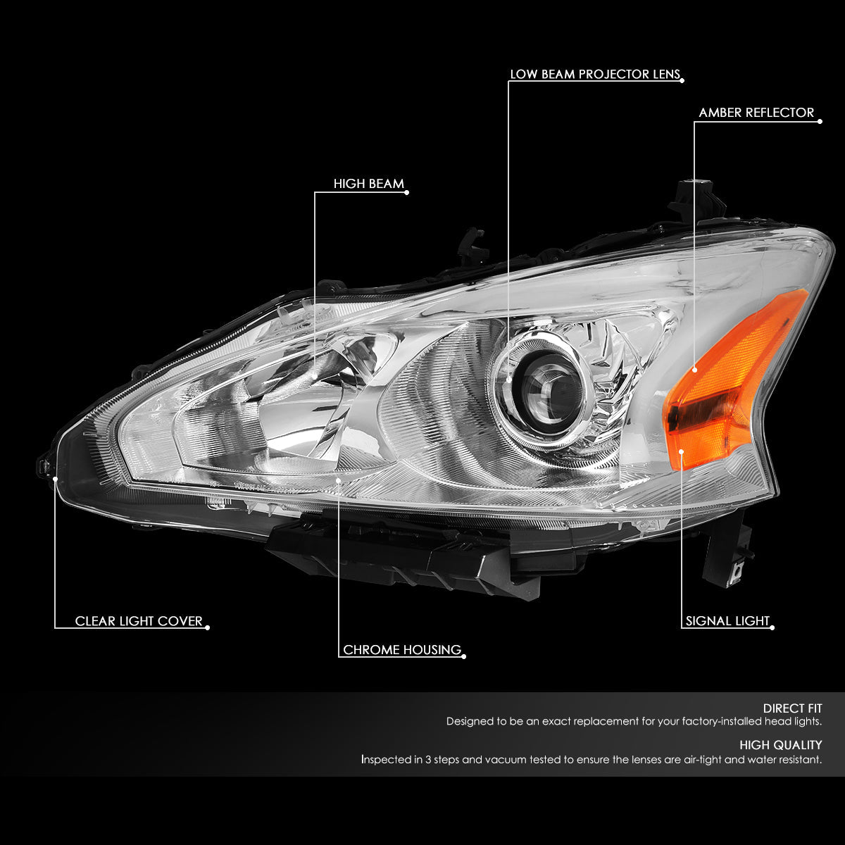 Factory Style Projector Headlights <br>13-15 Nissan Altima Sedan