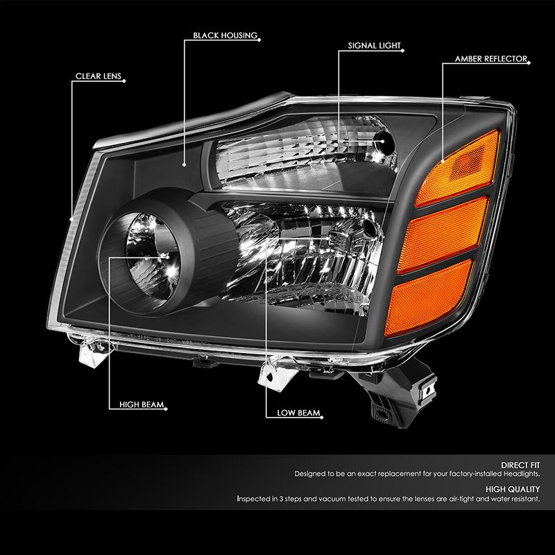 Factory Style Headlights <br>04-15 Nissan Titan, 05-07 Armada