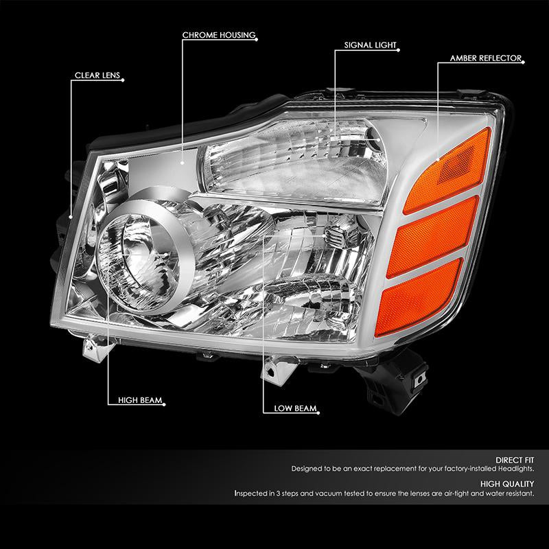 Factory Style Headlights <br>04-15 Nissan Titan, 05-07 Armada