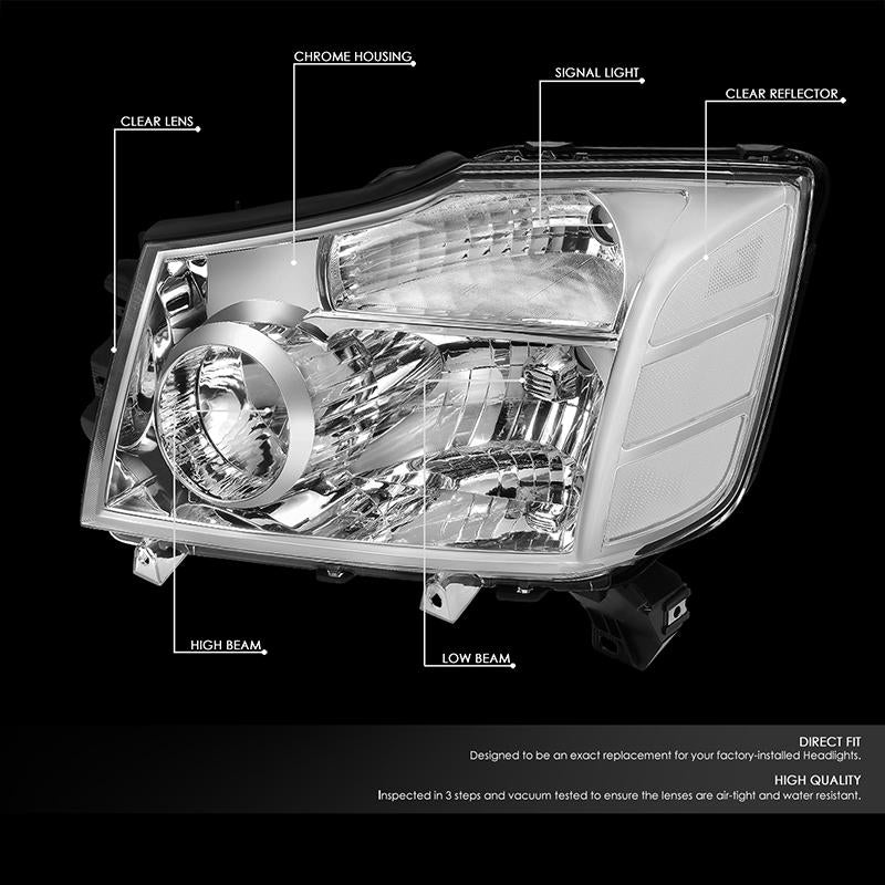 Factory Style Headlights <br>04-15 Nissan Titan, 05-07 Armada