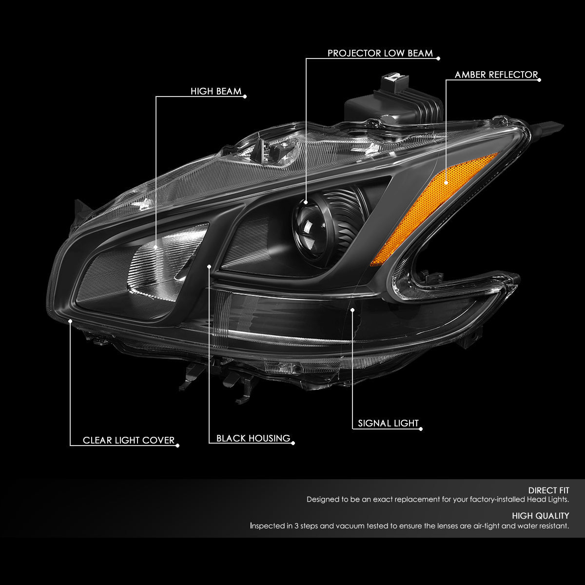 Factory Style Projector Headlights <br>09-14 Nissan Maxima