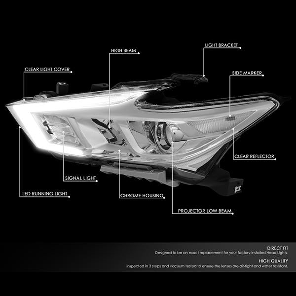 LED DRL Projector Headlights <br>16-18 Nissan Maxima S SL SV